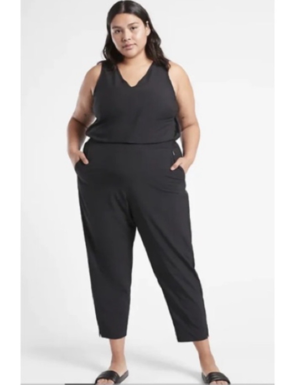 Athleta Plus-Size Black Sleeveless Jumpsuit Size 24 NWT